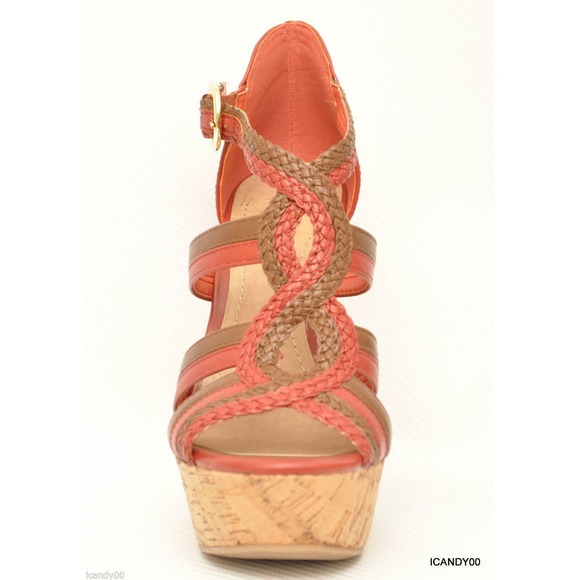BCBGeneration SANFORDX Open Toe T-Strap Sandal Platform Pump Red 8.5/9.5/10 New - Picture 4 of 8